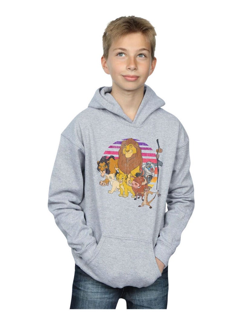 Disney - Sweat à capuche Le Roi Lion PRIDE FAMILY Gris chiné - Kiabi