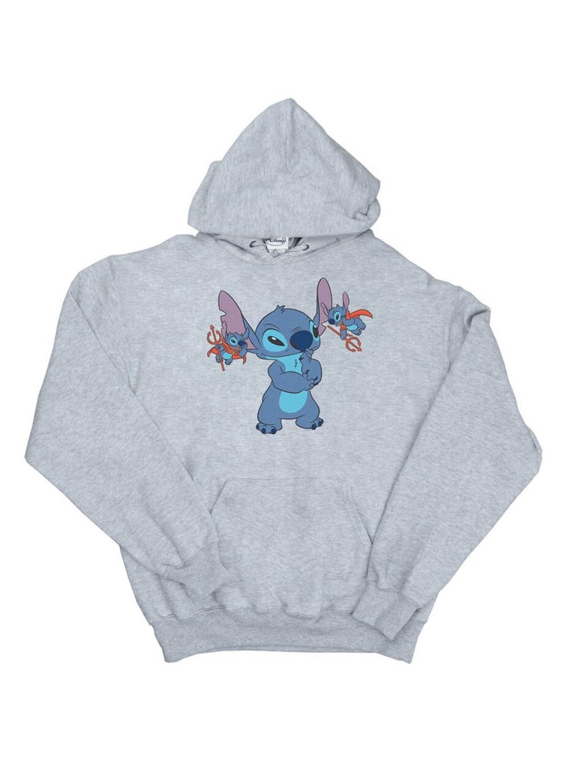 Disney - Sweat à capuche LITTLE DEVILS Gris chiné - Kiabi