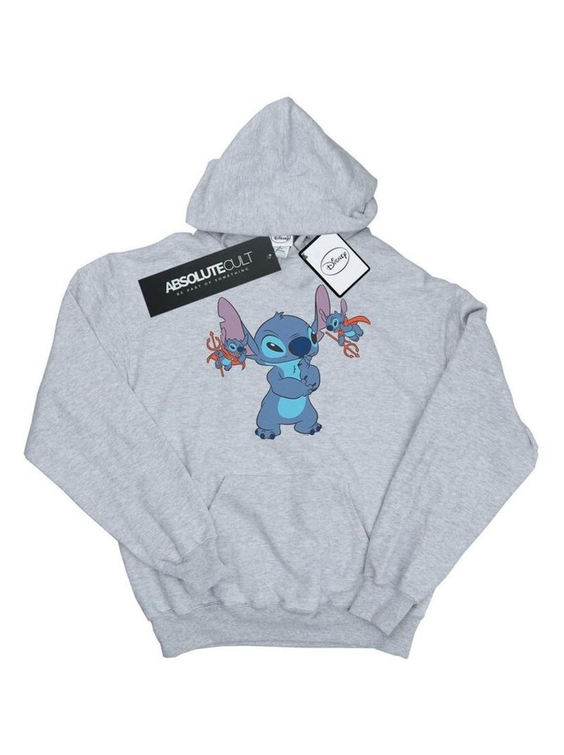 Disney - Sweat à capuche LITTLE DEVILS Gris chiné - Kiabi