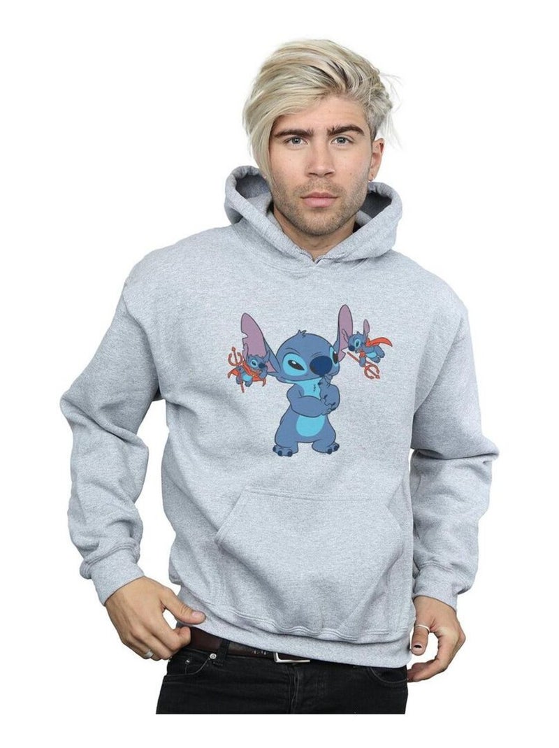 Disney - Sweat à capuche LITTLE DEVILS Gris chiné - Kiabi