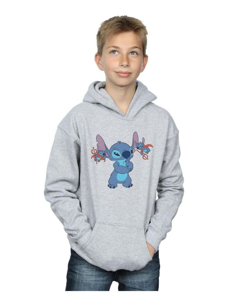 Disney - Sweat à capuche LITTLE DEVILS Gris chiné - Kiabi