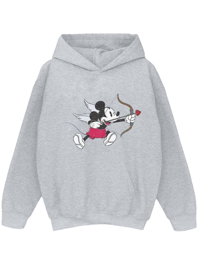 Disney - Sweat à capuche LOVE CHERUB (Mickey Mouse) Gris chiné - Kiabi