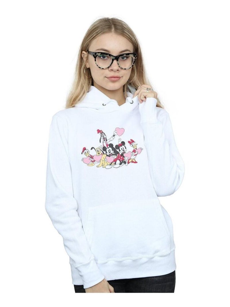 Disney - Sweat à capuche LOVE FRIENDS Blanc - Kiabi