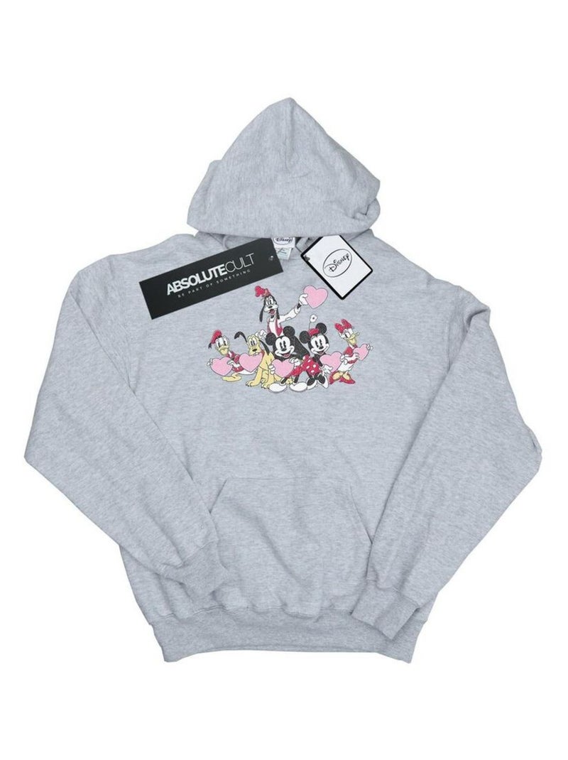 Disney - Sweat à capuche LOVE FRIENDS Gris chiné - Kiabi