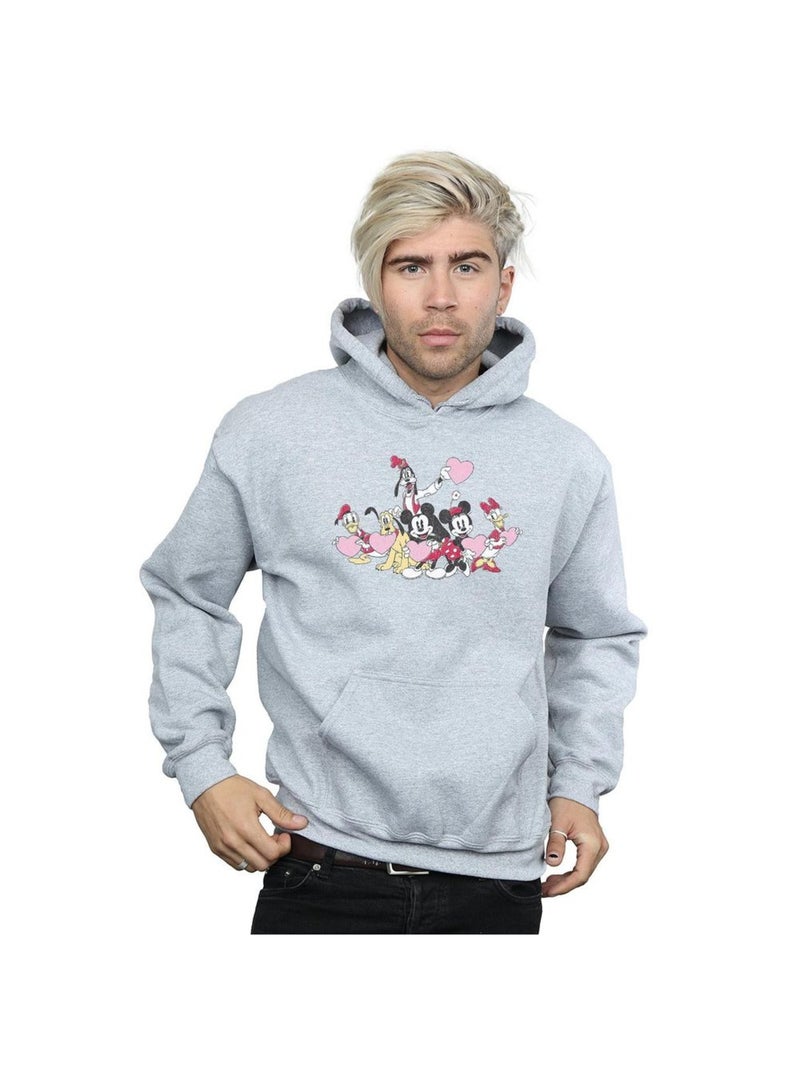 Disney - Sweat à capuche LOVE FRIENDS Gris chiné - Kiabi