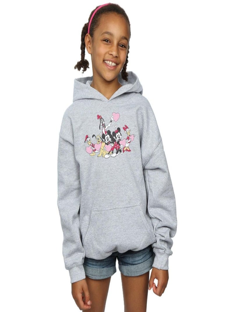 Disney - Sweat à capuche LOVE FRIENDS Gris chiné - Kiabi