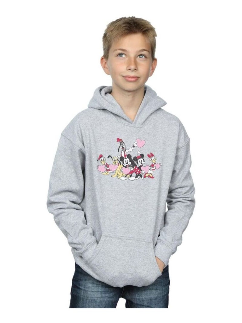 Disney - Sweat à capuche LOVE FRIENDS Gris chiné - Kiabi