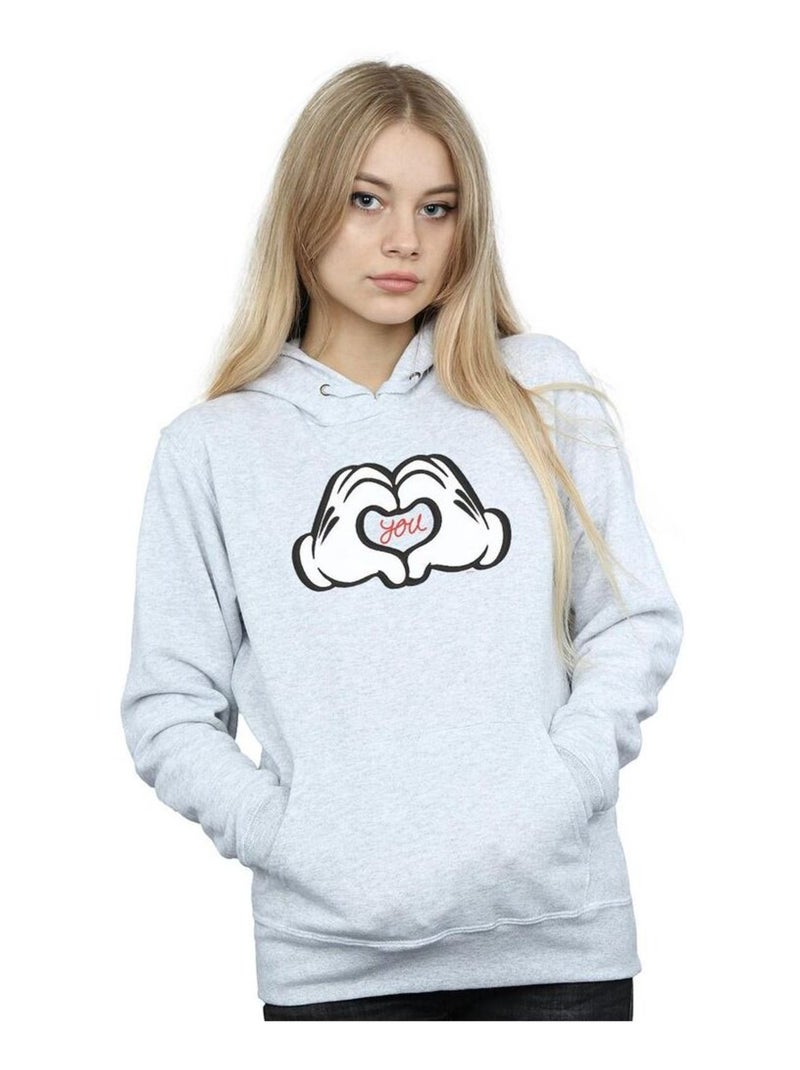 Disney - Sweat à capuche LOVES YOU Gris chiné - Kiabi