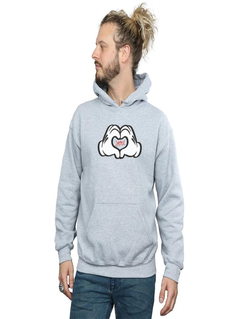 Disney - Sweat à capuche LOVES YOU Gris chiné - Kiabi