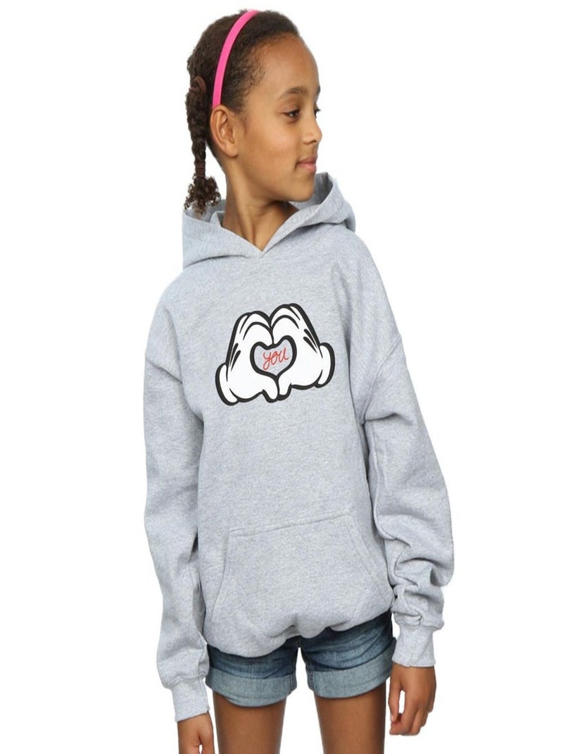 Disney - Sweat à capuche LOVES YOU Gris chiné - Kiabi