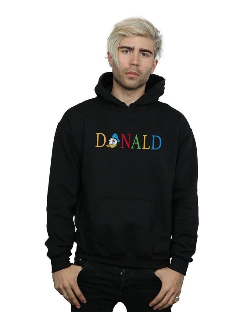 Disney - Sweat à capuche motif Donald Duck motif/style Lettres Noir - Kiabi