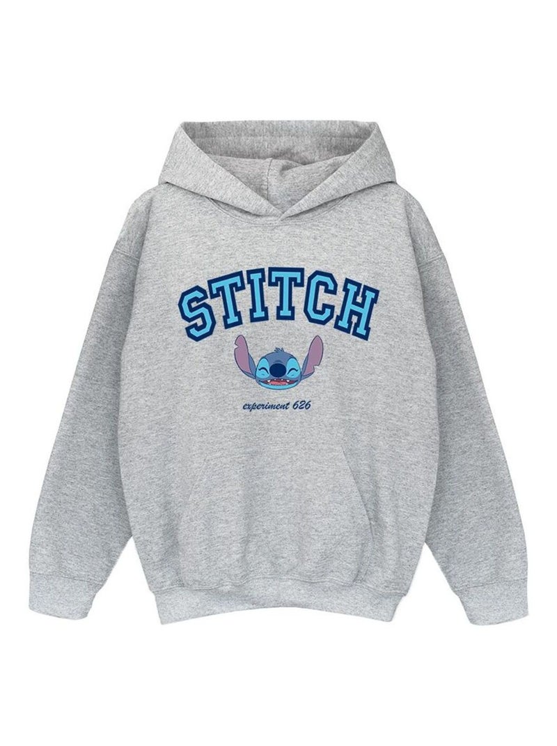 Disney - Sweat à capuche motif Lilo et Stitch motif/style Universitaire Gris chiné - Kiabi