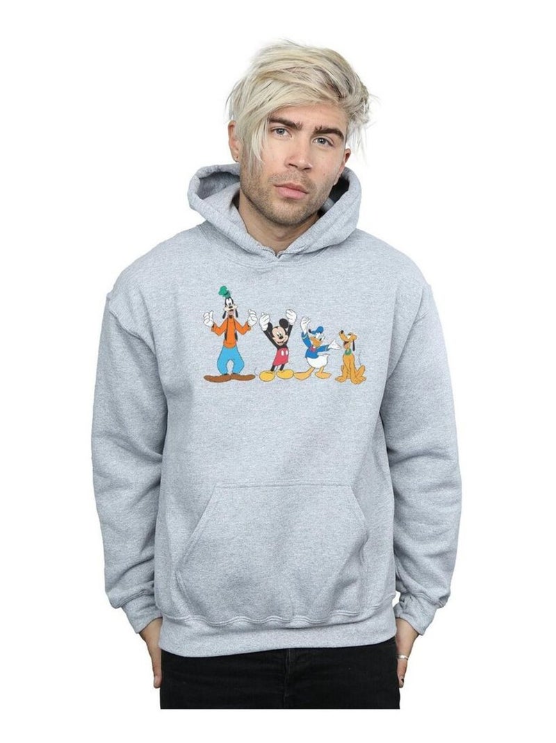Disney - Sweat à capuche motif Mickey Mouse motif/style amis Gris chiné - Kiabi