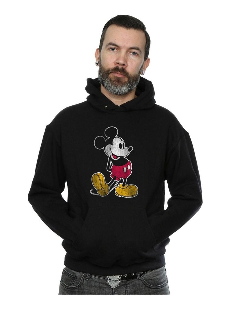 Disney - Sweat à capuche motif Mickey Mouse motif/style Coup de pied Noir - Kiabi