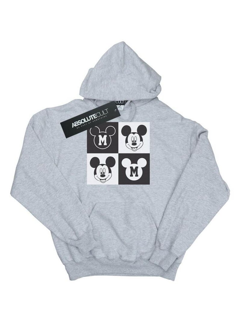 Disney - Sweat à capuche motif Mickey Mouse motif/style Sourire Gris chiné - Kiabi