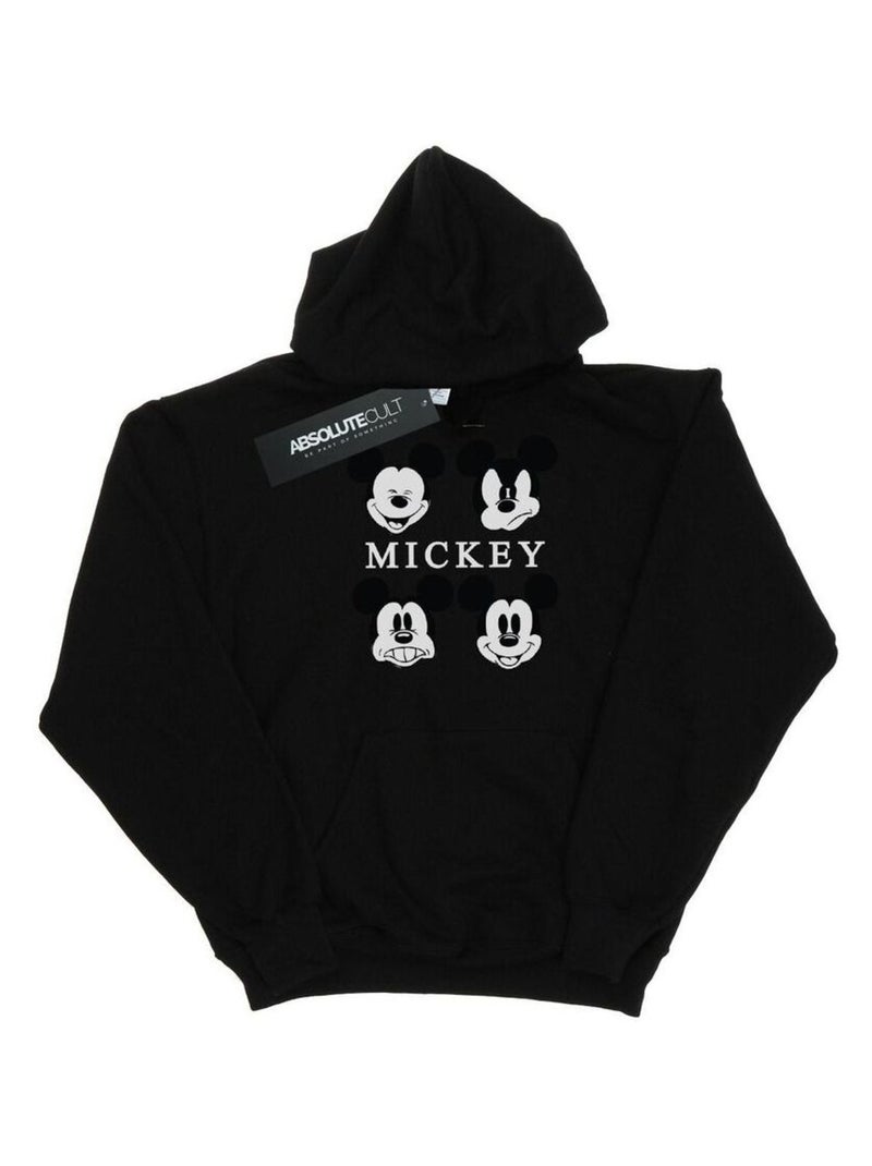 Disney - Sweat à capuche motif Mickey Mouse style 4 têtes Noir - Kiabi