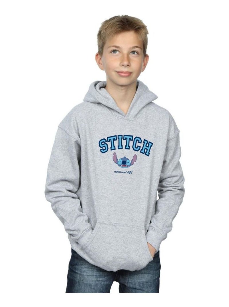 Disney - Sweat à capuche motif Stitch style universitaire Gris chiné - Kiabi