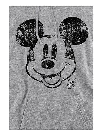 Disney - Sweat à capuche motif visage de Mickey Mouse style usé