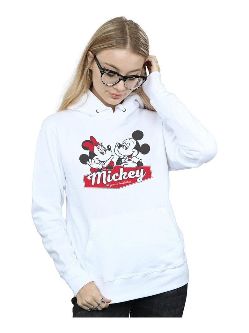 Disney - Sweat à capuche motifs Mickey Mouse et Minnie Mouse YEARS Blanc - Kiabi