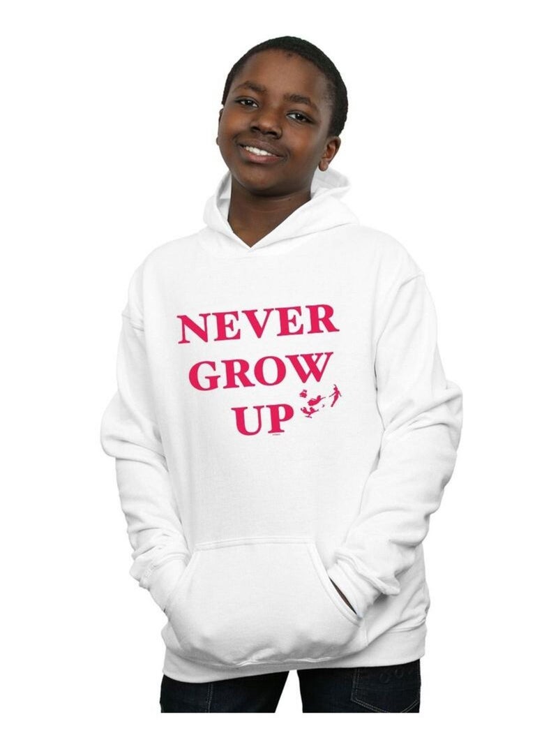 Disney - Sweat à capuche NEVER GROW UP Blanc - Kiabi