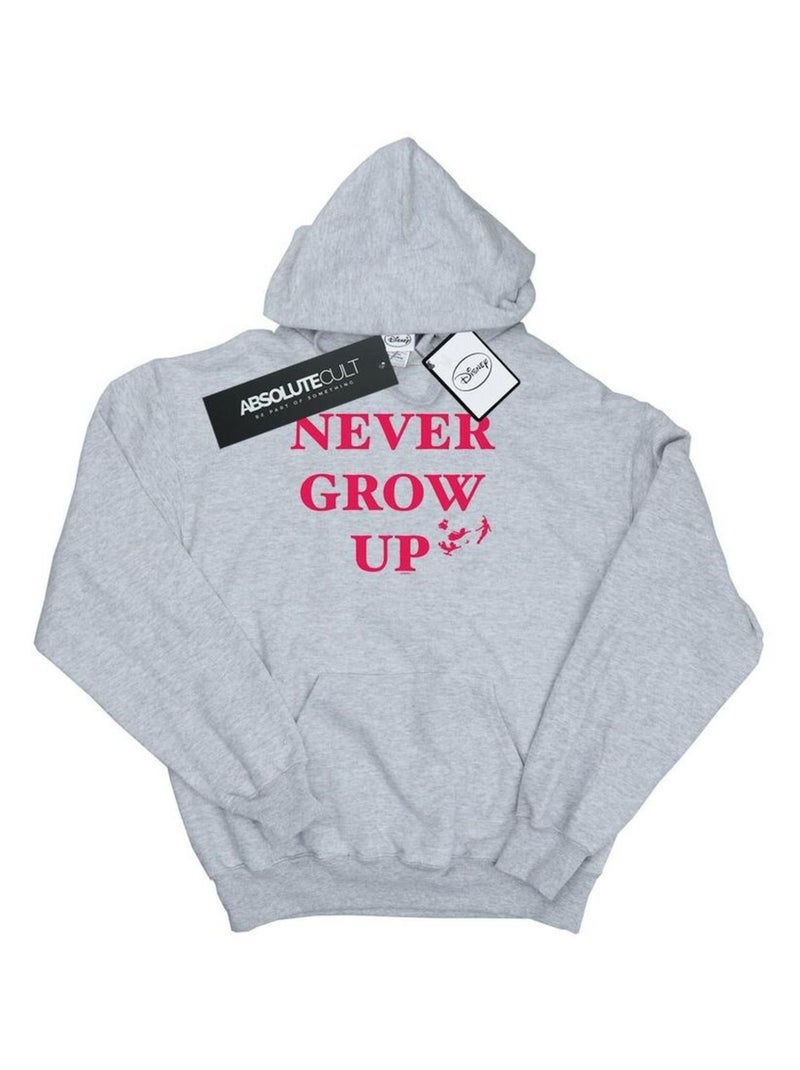 Disney - Sweat à capuche NEVER GROW UP Gris chiné - Kiabi