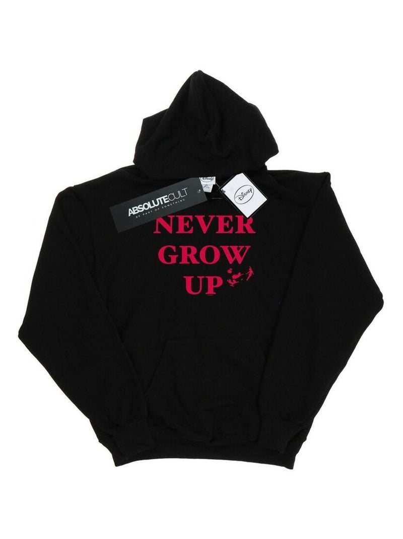 Disney - Sweat à capuche NEVER GROW UP Noir - Kiabi