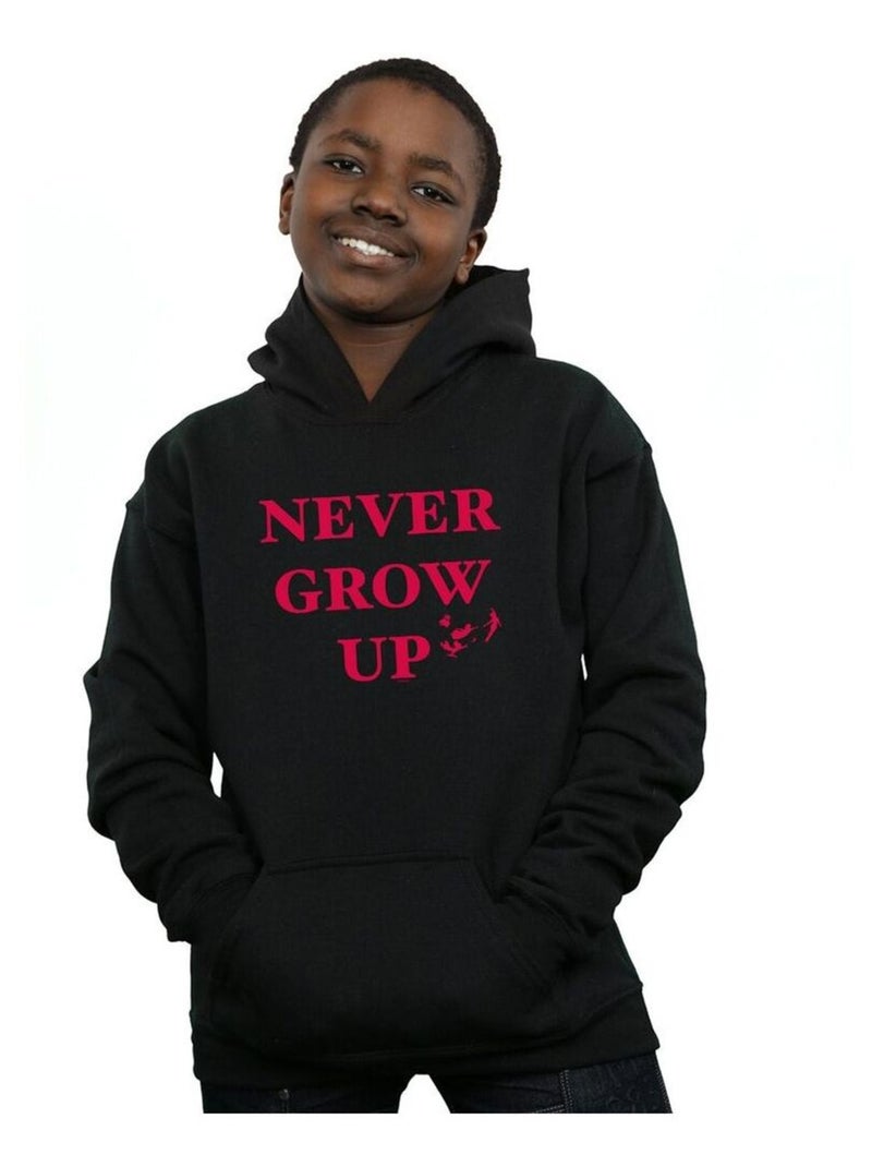 Disney - Sweat à capuche NEVER GROW UP Noir - Kiabi