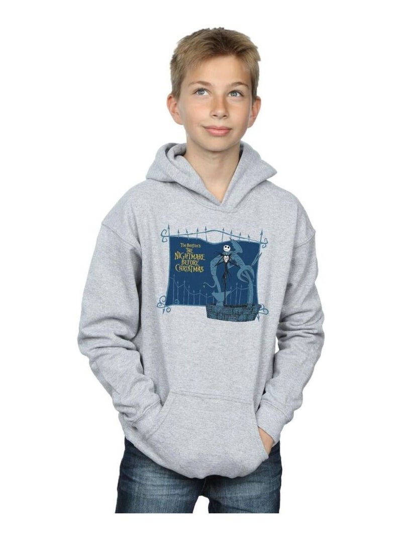 Disney - Sweat à capuche NIGHTMARE BEFORE CHRISTMAS JACK AND THE WELL Gris chiné - Kiabi