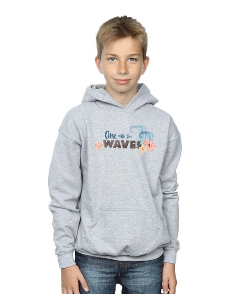 Disney - Sweat à capuche ONE THE WAVES Gris chiné - Kiabi