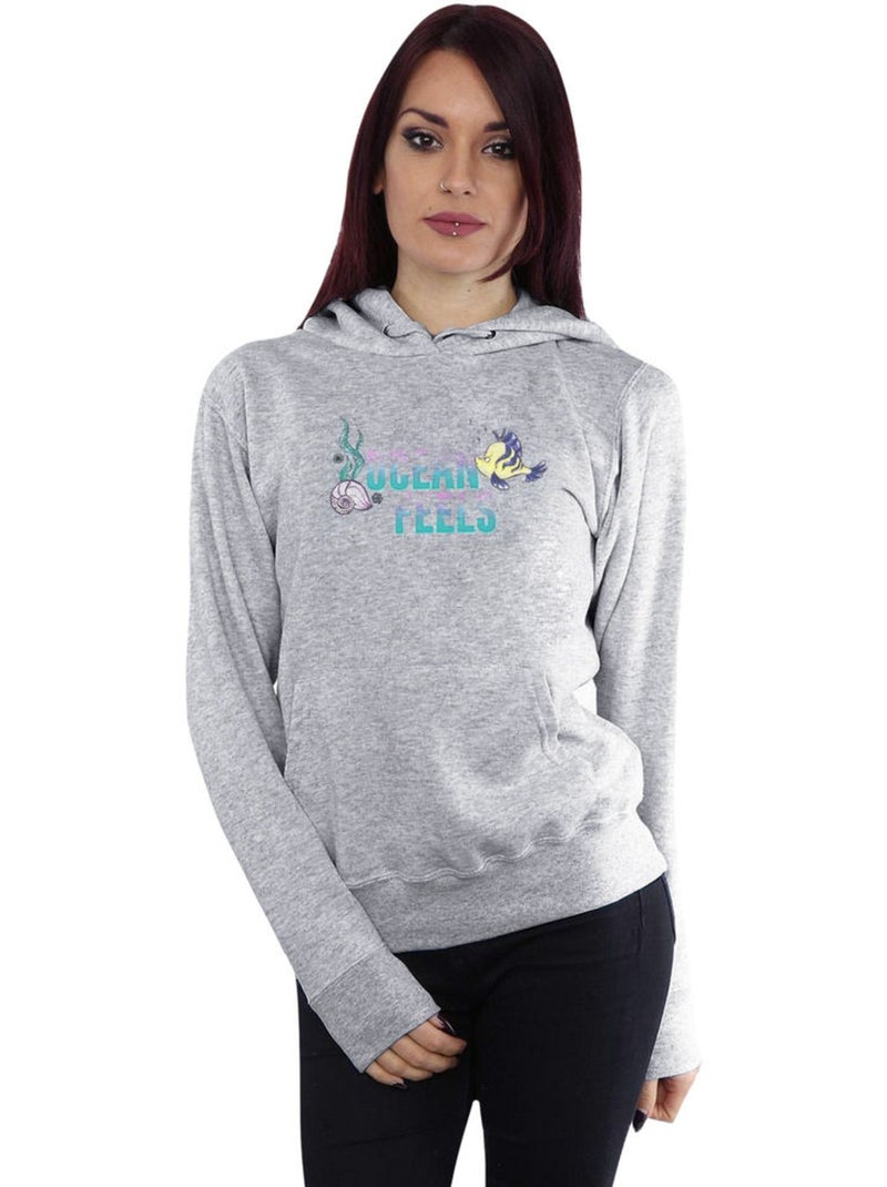 Disney - Sweat à capuche THE La Petite Sirène Gris chiné - Kiabi