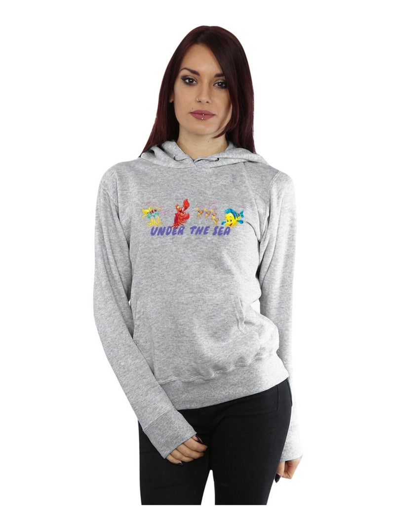 Disney - Sweat à capuche THE LITTLE MERMAID UNDER THE SEA Gris chiné - Kiabi