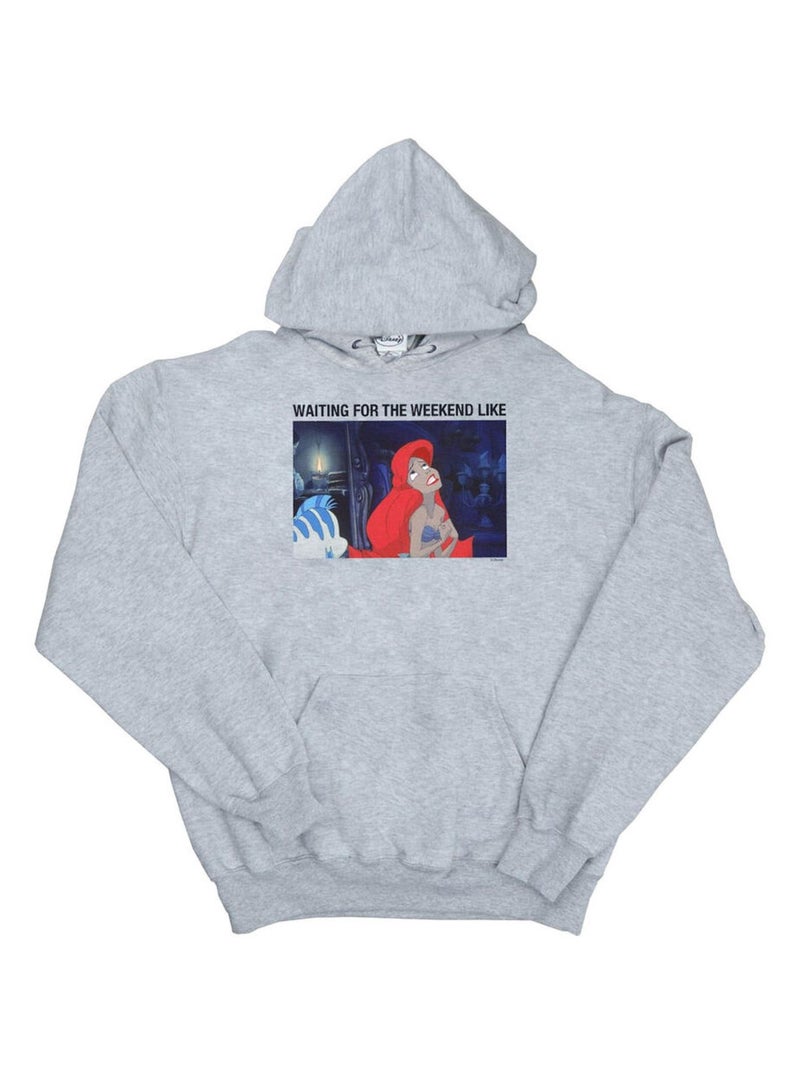 Disney - Sweat à capuche THE LITTLE MERMAID WAITING FOR THE WEEKEND Gris chiné - Kiabi