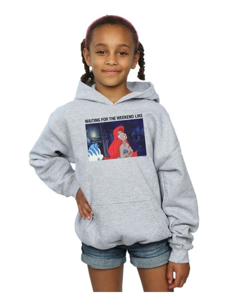 Disney - Sweat à capuche THE LITTLE MERMAID WAITING FOR THE WEEKEND Gris chiné - Kiabi