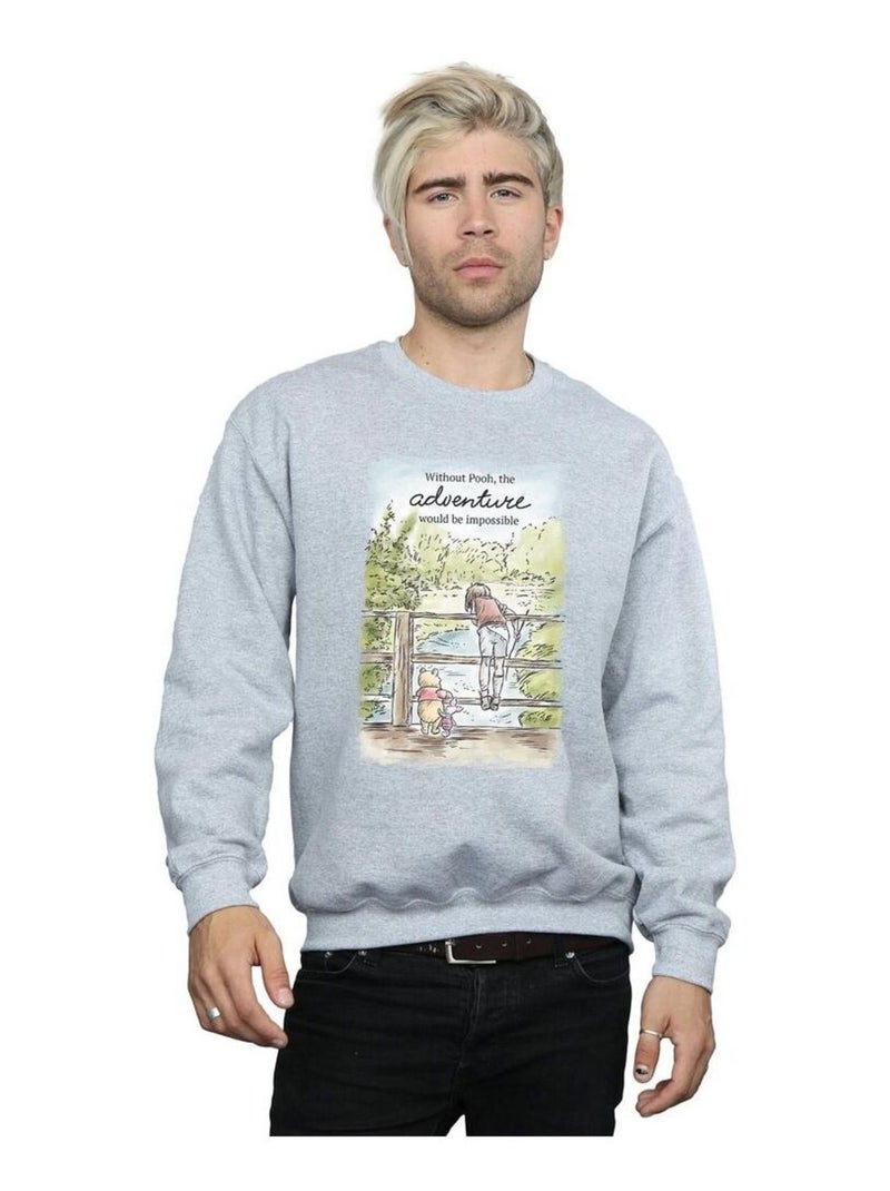 Disney - Sweat ADVENTURE Gris chiné - Kiabi