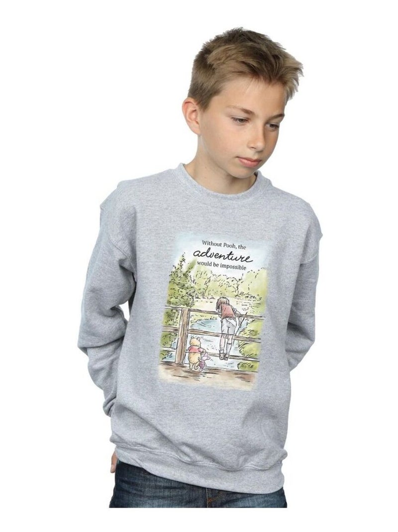 Disney - Sweat ADVENTURE Gris chiné - Kiabi