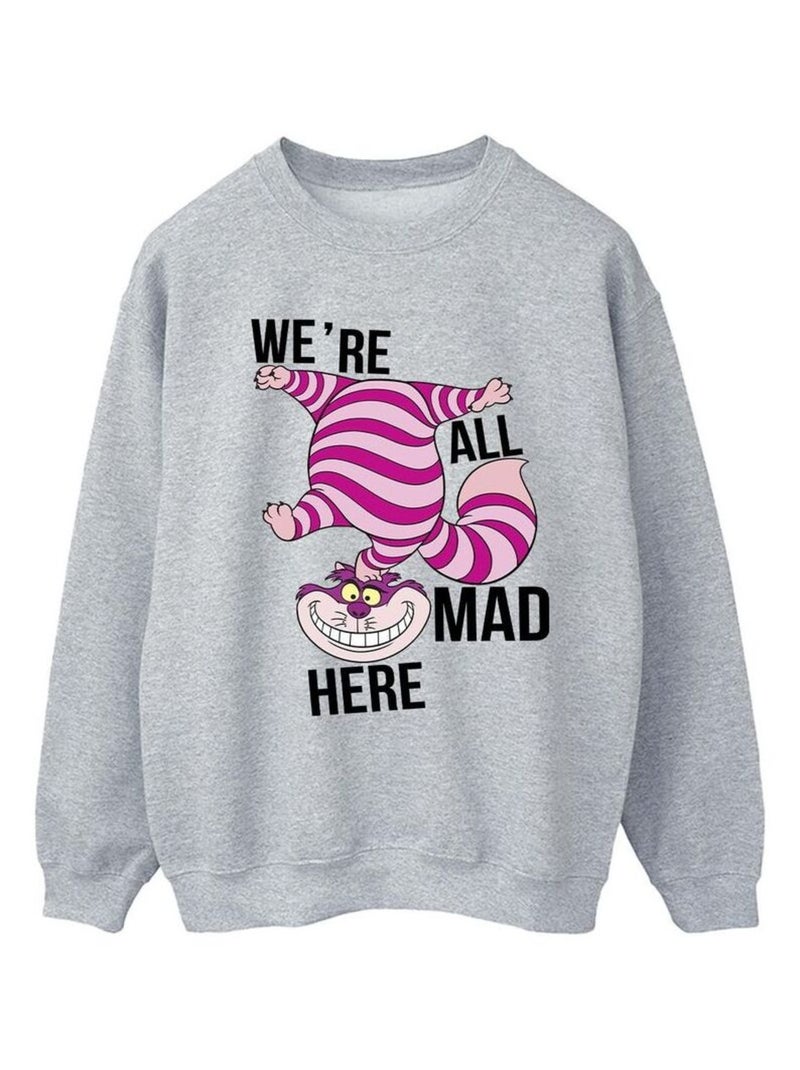 Disney - Sweat ALICE IN WONDERLAND ALL MAD HERE Gris chiné - Kiabi