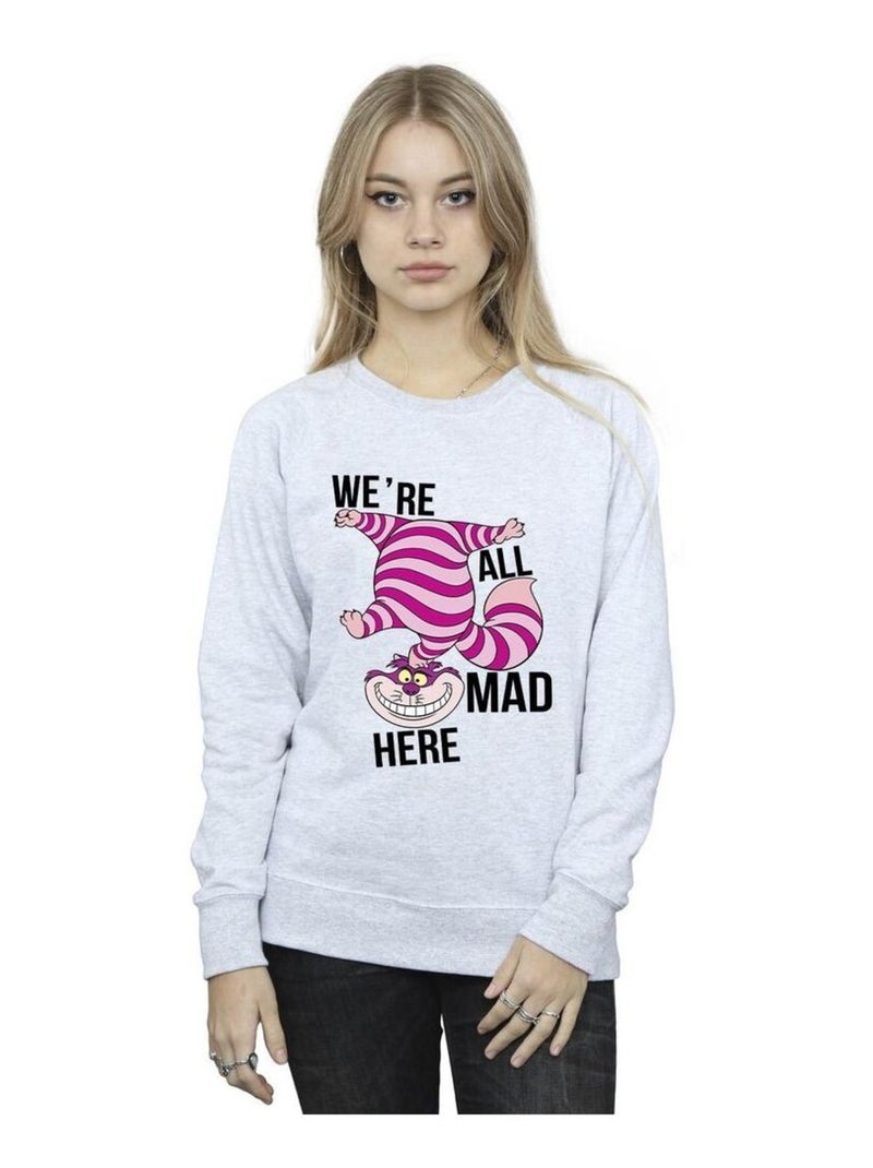 Disney - Sweat ALICE IN WONDERLAND ALL MAD HERE Gris chiné - Kiabi