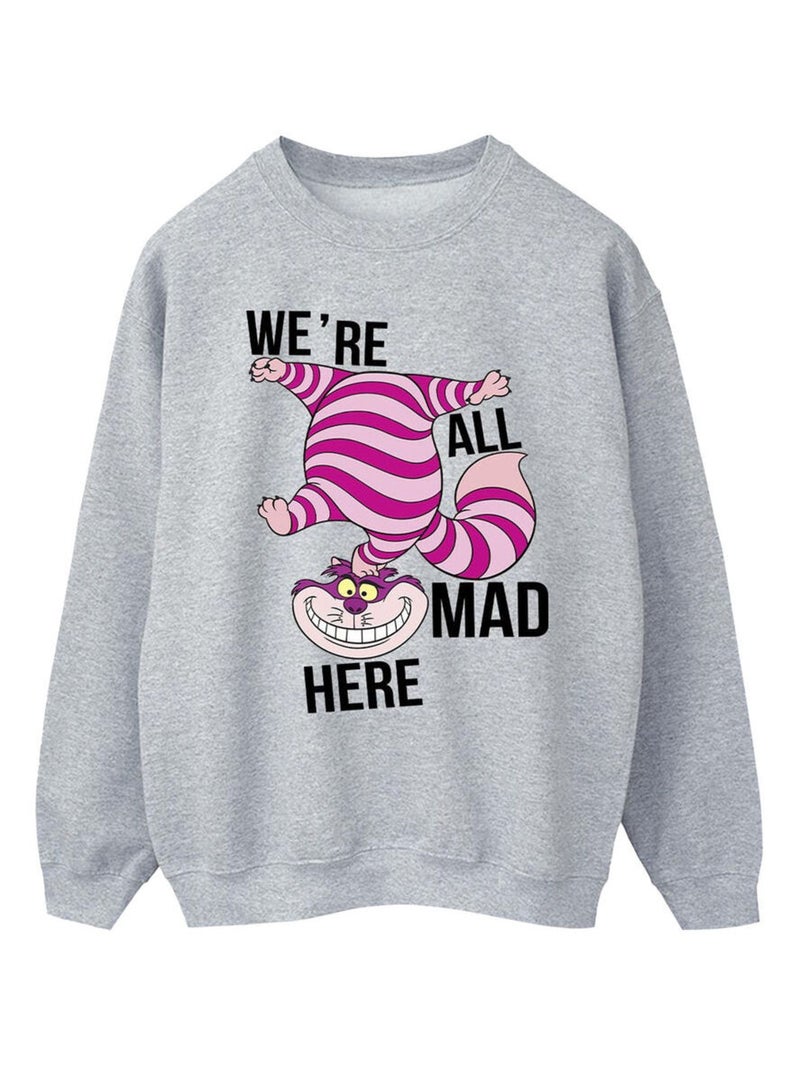 Disney - Sweat ALICE IN WONDERLAND ALL MAD HERE Gris chiné - Kiabi