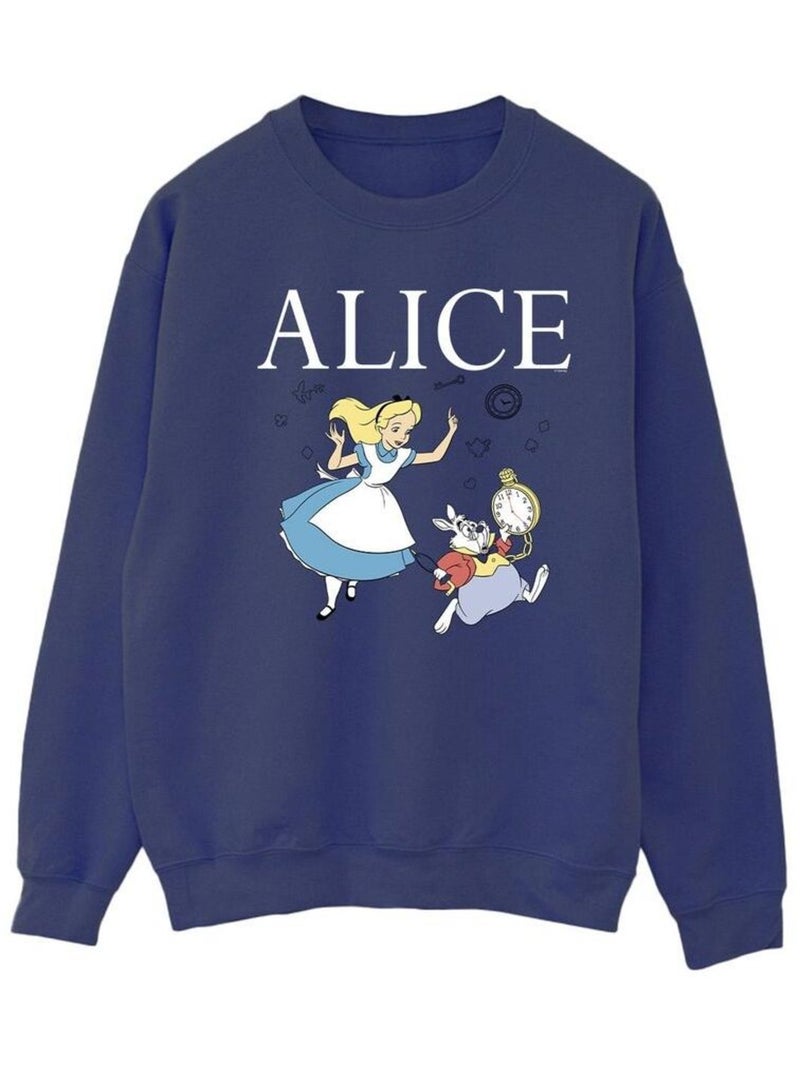 Disney - Sweat ALICE IN WONDERLAND FOLLOW THE RABBIT Bleu marine - Kiabi