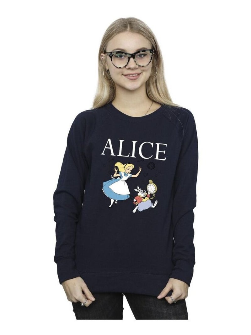 Disney - Sweat ALICE IN WONDERLAND FOLLOW THE RABBIT Bleu marine - Kiabi