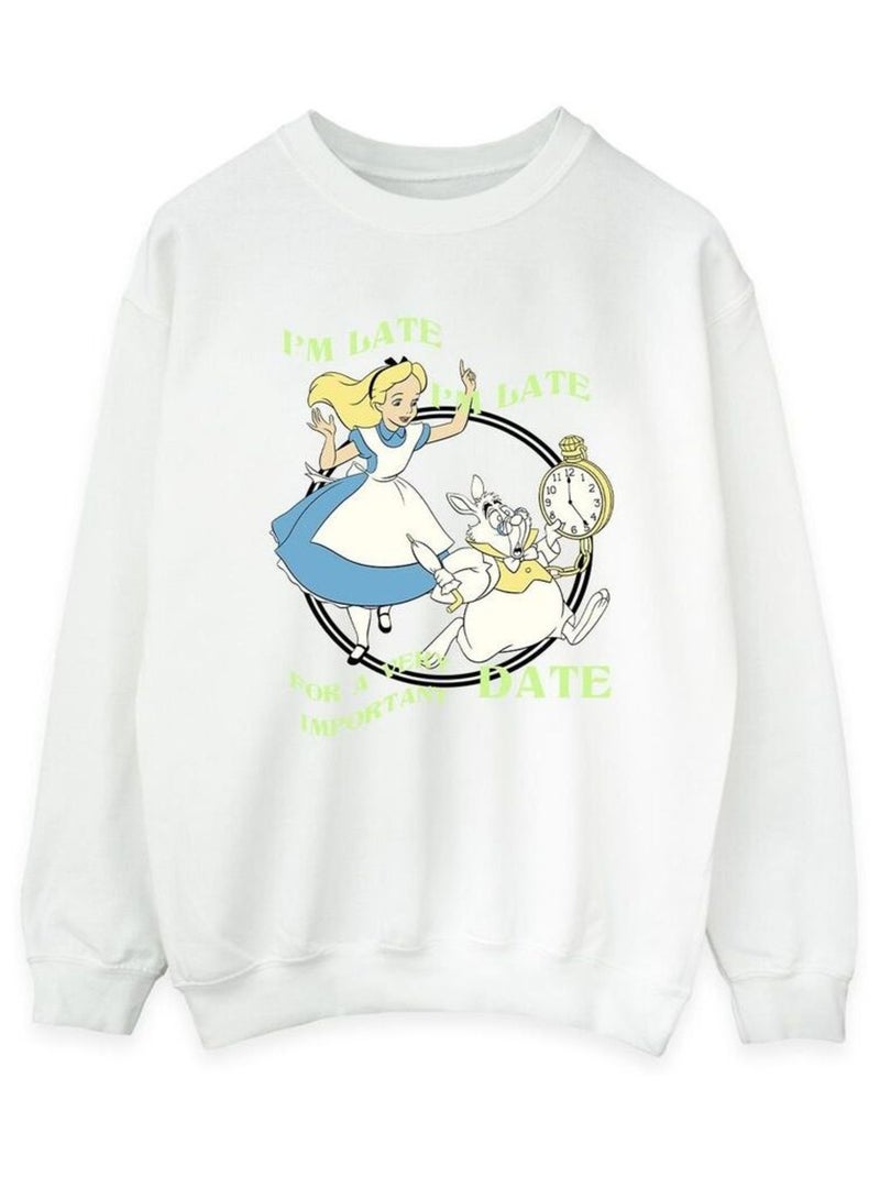 Disney - Sweat ALICE IN WONDERLAND I'M LATE Blanc - Kiabi