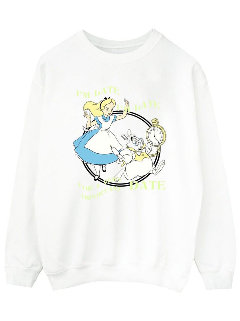 Disney - Sweat ALICE IN WONDERLAND I'M LATE Blanc - Kiabi