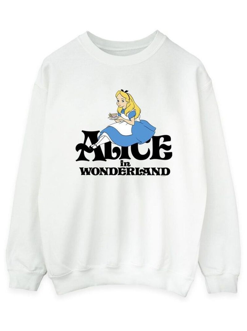 Disney - Sweat ALICE IN WONDERLAND TEA DRINKER Blanc - Kiabi