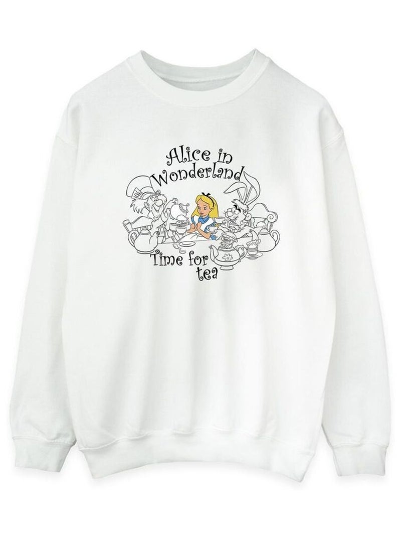 Disney - Sweat ALICE IN WONDERLAND TIME FOR TEA Blanc - Kiabi