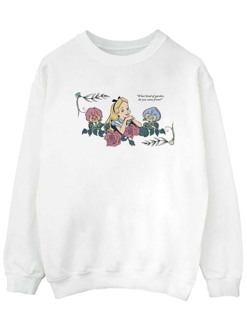 Disney - Sweat ALICE IN WONDERLAND WHAT KIND OF GARDEN Blanc - Kiabi