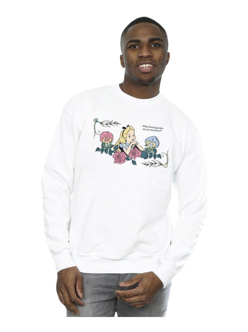 Disney - Sweat ALICE IN WONDERLAND WHAT KIND OF GARDEN Blanc - Kiabi