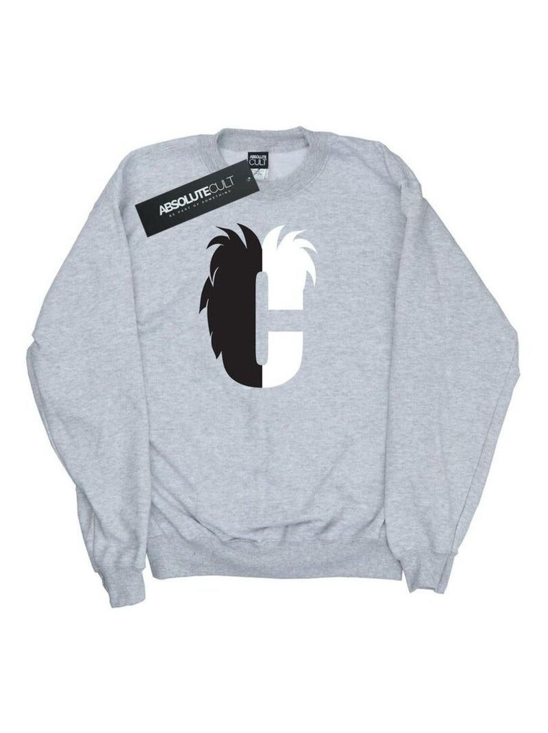 Disney - Sweat ALPHABET C IS FOR CRUELLA DE VIL Gris chiné - Kiabi