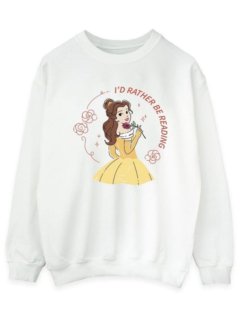 Disney - Sweat BEAUTY AND THE BEAST I'D RATHER BE READING Blanc - Kiabi