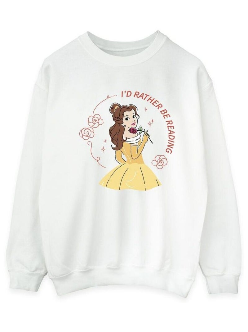 Disney - Sweat BEAUTY AND THE BEAST I'D RATHER BE READING Blanc - Kiabi