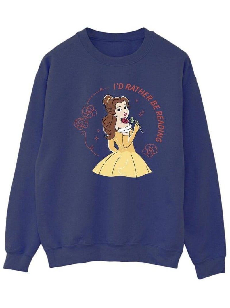 Disney - Sweat BEAUTY AND THE BEAST I'D RATHER BE READING Bleu marine - Kiabi